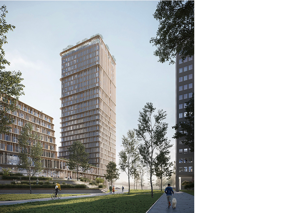 New wood hybrid high-rise in Düsseldorf